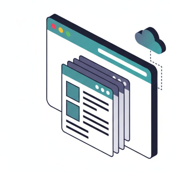 WordPress website pages with cloud hosting icon