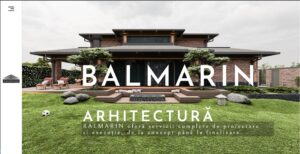 Balmarin Arhitectura: Modern house design with a green lawn and stone accents.