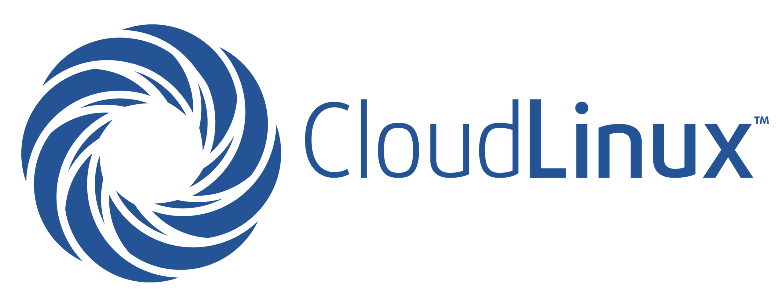 CloudLinux logo: blue abstract swirl next to the "CloudLinux" text.