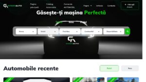 Website header for car search with "Găsește-ți mașina Perfectă" text