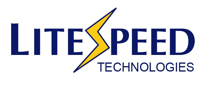 Litespeed Technologies logo with blue text and a yellow lightning bolt.